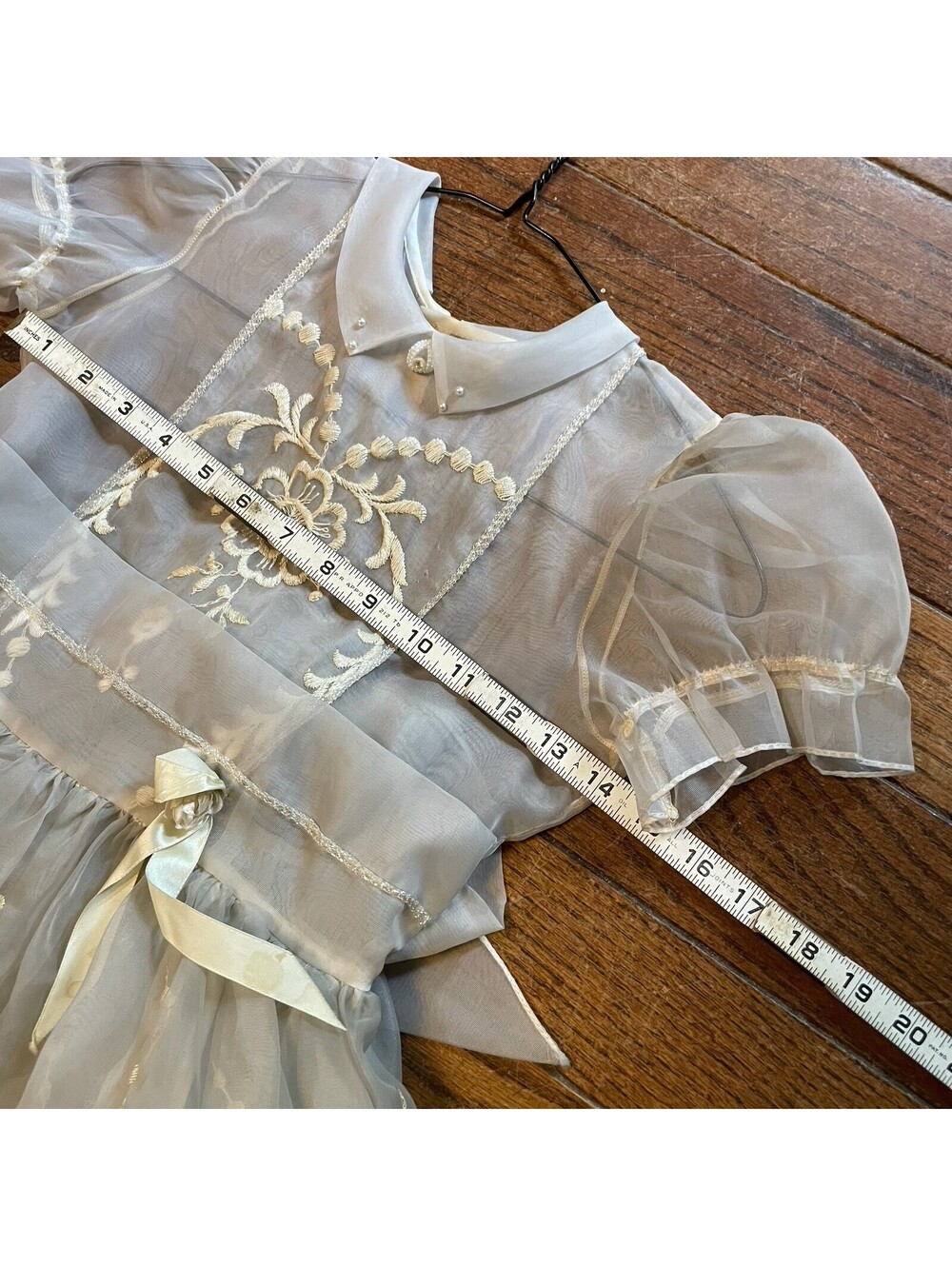 VTG Girls Sheer White Dress 50s 60s 1st Communion Flower Girl Wedding Size 5? - Picture 3 of 6
